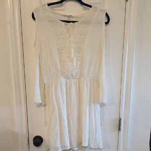 Speed Control Cream Lace Long Sleeve Dress